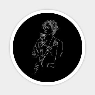 Timothee Chalamet lineart white shirt sticker rose Magnet